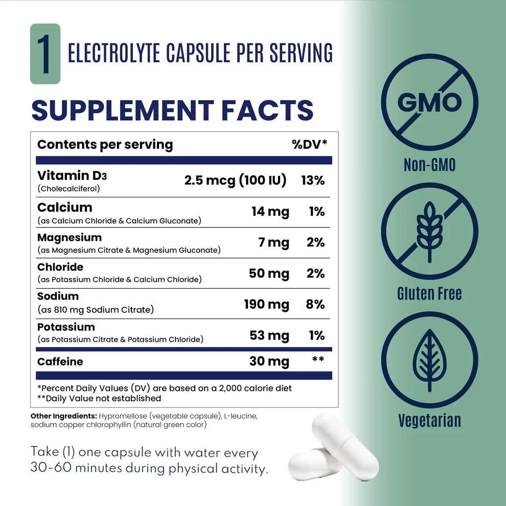 SaltStick Electrolyte Capsules 100 PLUS Caffeine