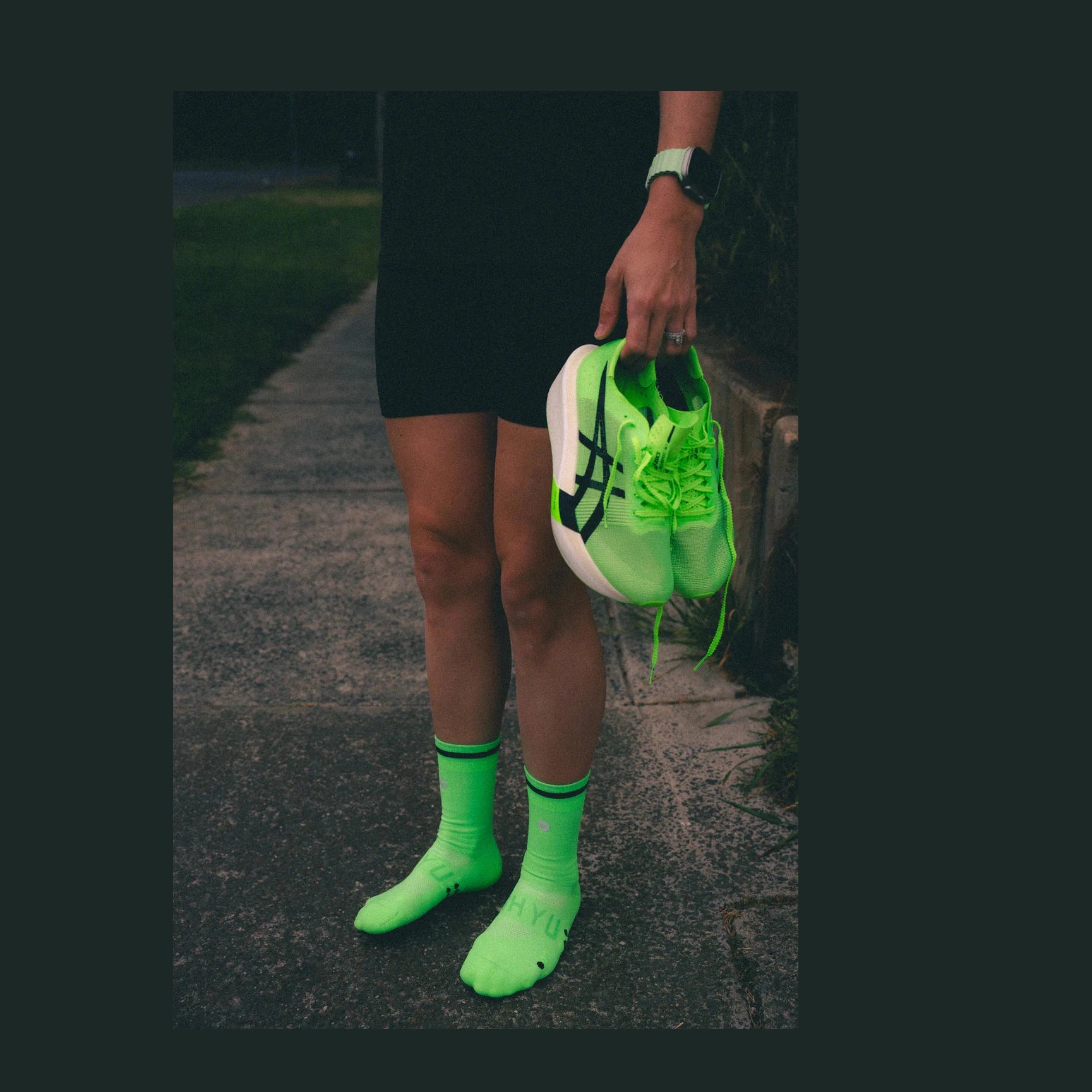 SHYU Racing Socks Crew - Acid / Green / Black