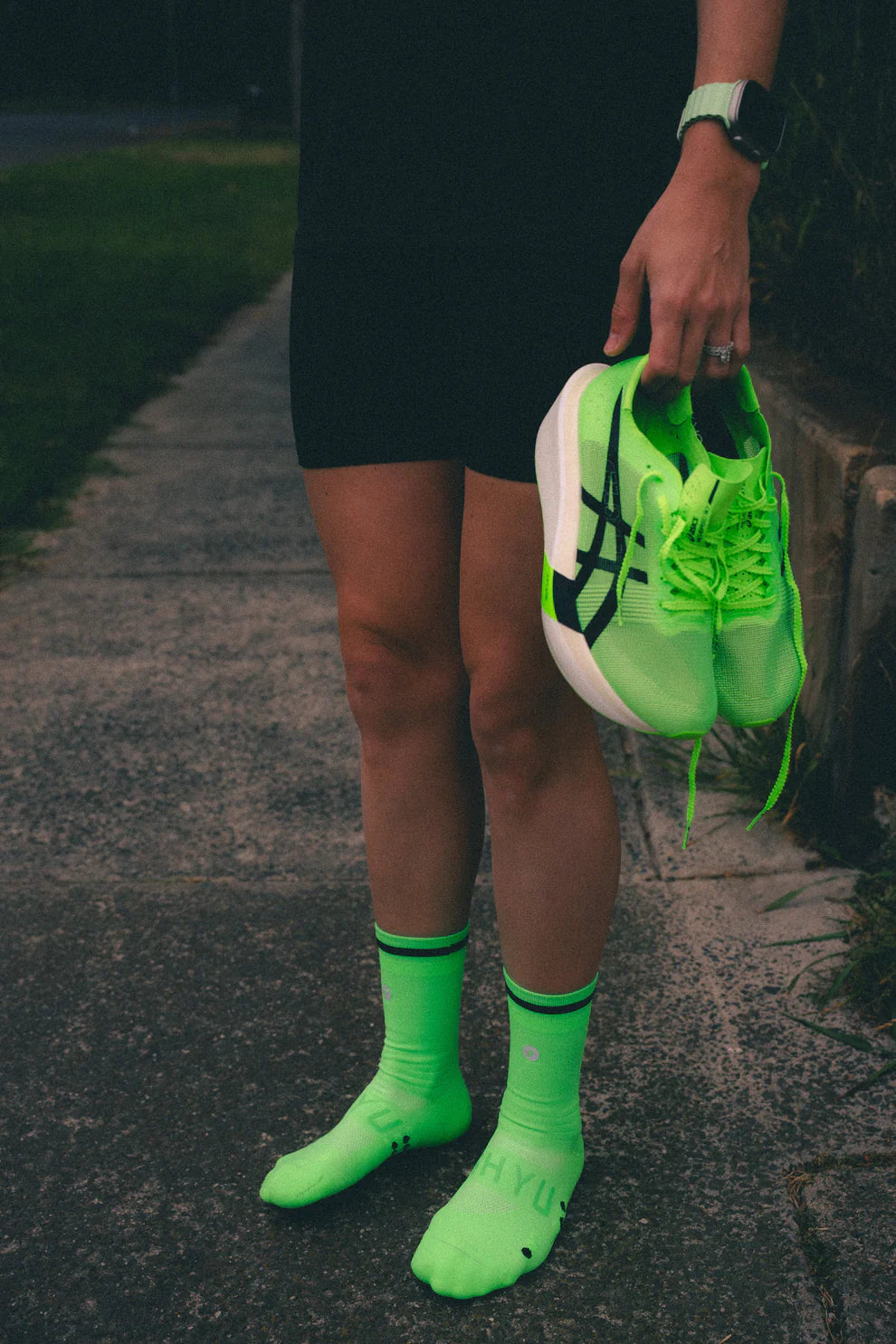 SHYU Racing Socks Crew - Acid / Green / Black