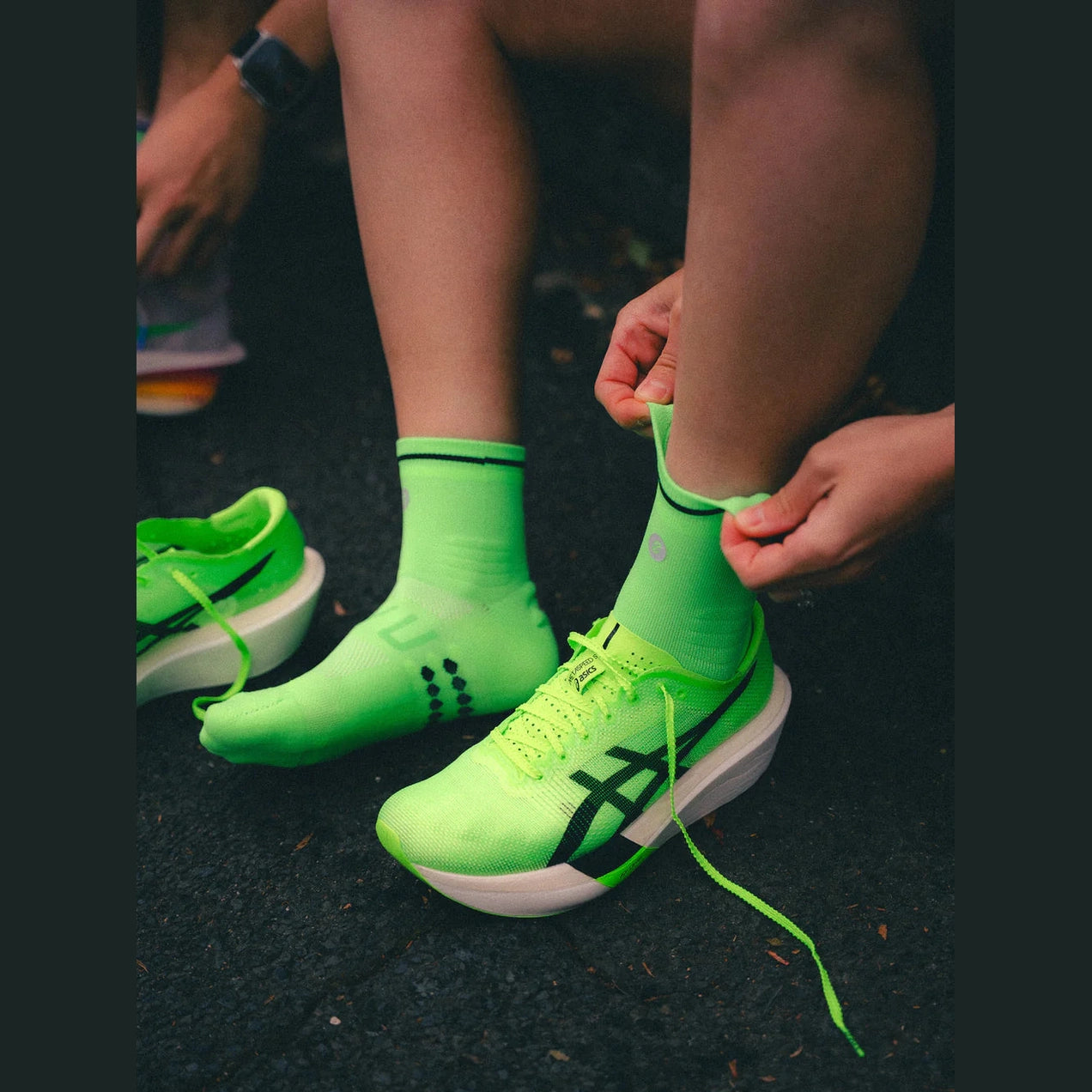SHYU Racing Socks Crew - Acid / Green / Black
