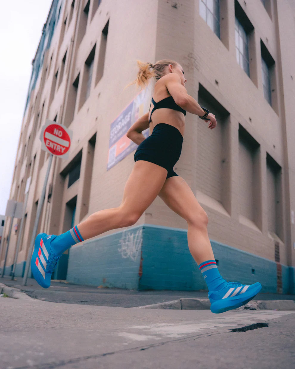 SHYU Racing Socks Crew - Sapphire / Chrome / Red