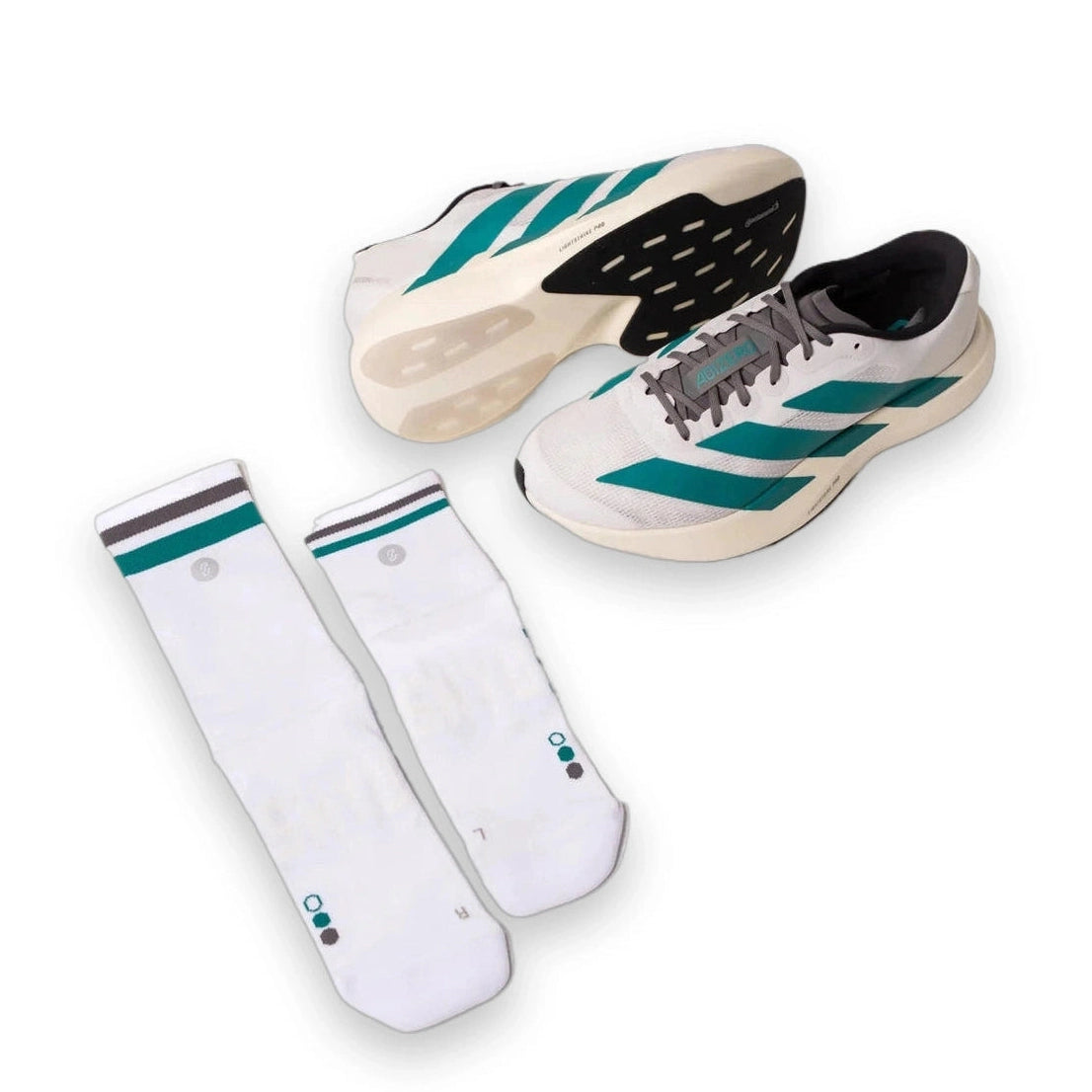 SHYU Racing Socks Crew - White / Teal / Carbon